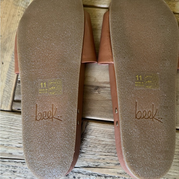 Beek Tan Leather Slide Sandals - Picture 2 of 3